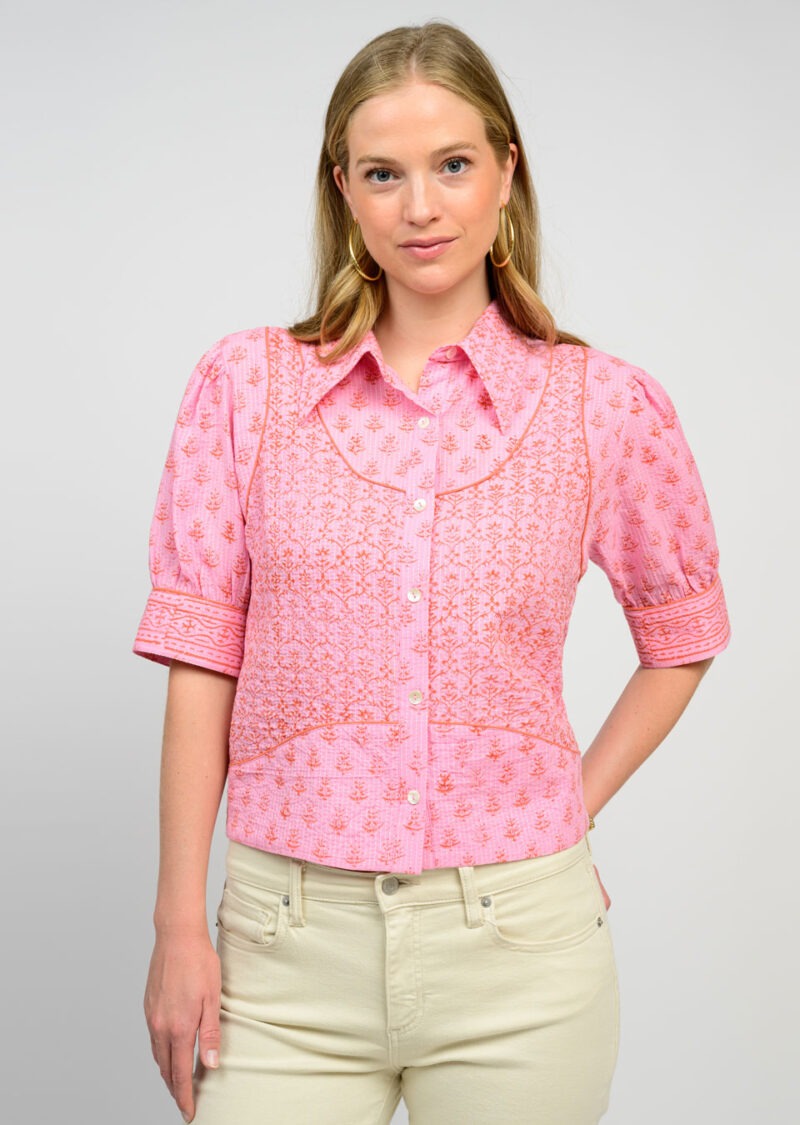 Ivy Jane Kantha Stitched Shirt pink 