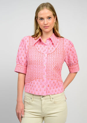 Ivy Jane Kantha Stitched Shirt pink 