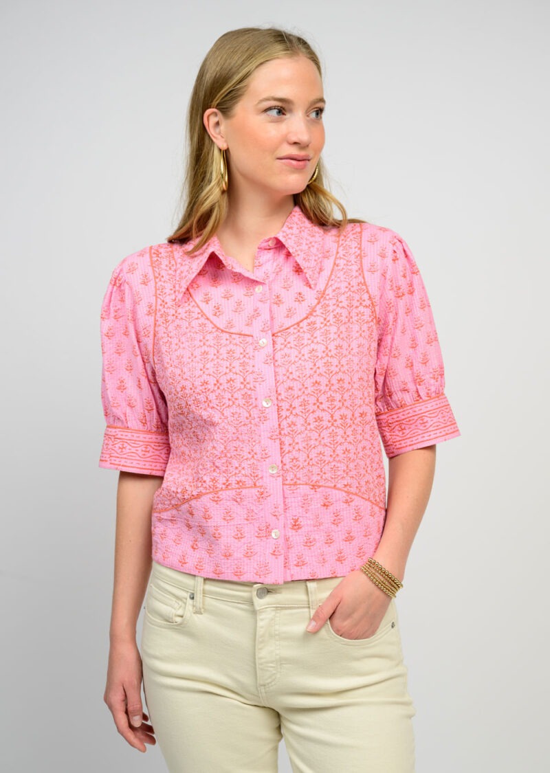 Ivy Jane Kantha Stitched Shirt pink 