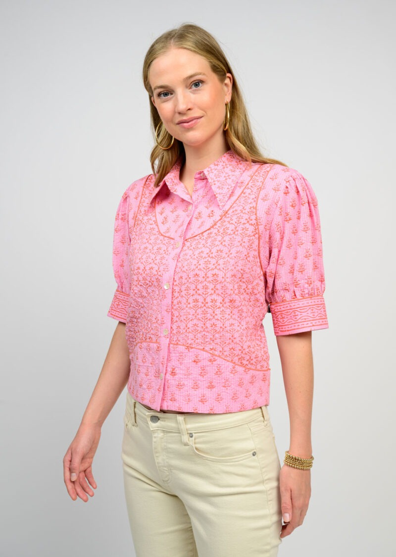 Ivy Jane Kantha Stitched Shirt pink 