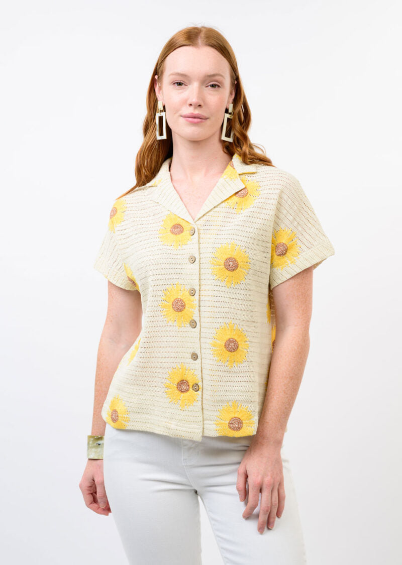 Ivy Jane Knit Sunflower Shacket natural 