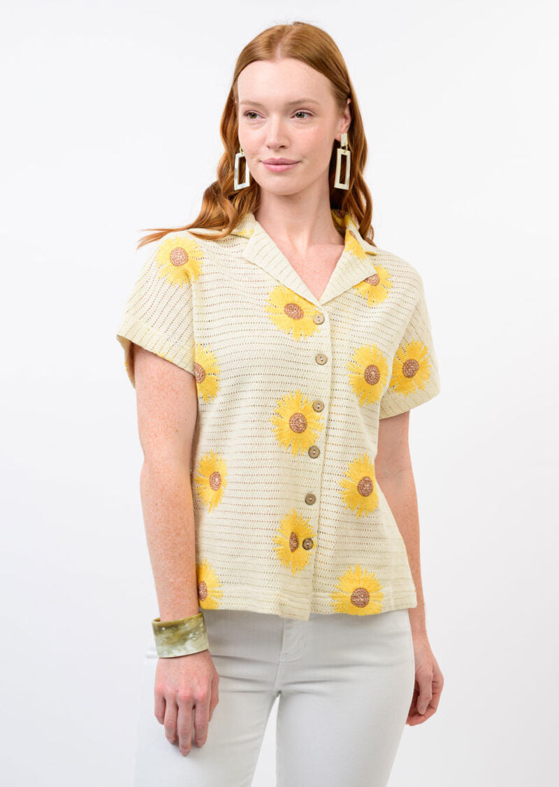 Ivy Jane Knit Sunflower Shacket natural 
