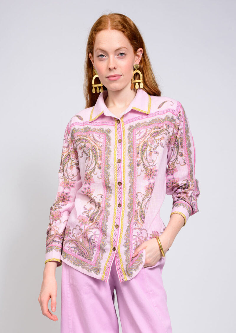 Ivy Jane Paisley Border Shirt pink 