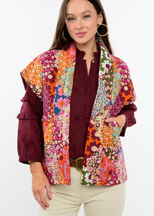 Ivy Jane Patchwork Quilted Vest in multi-front