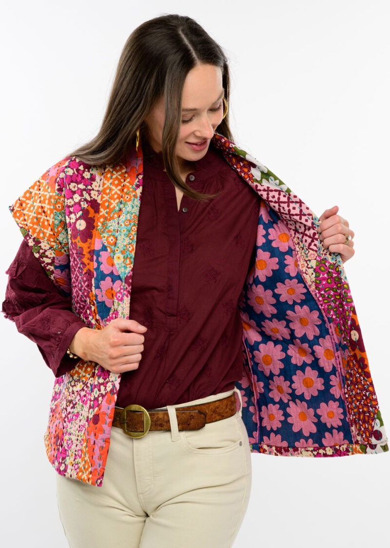 Ivy Jane Patchwork Quilted Vest in multi-inside