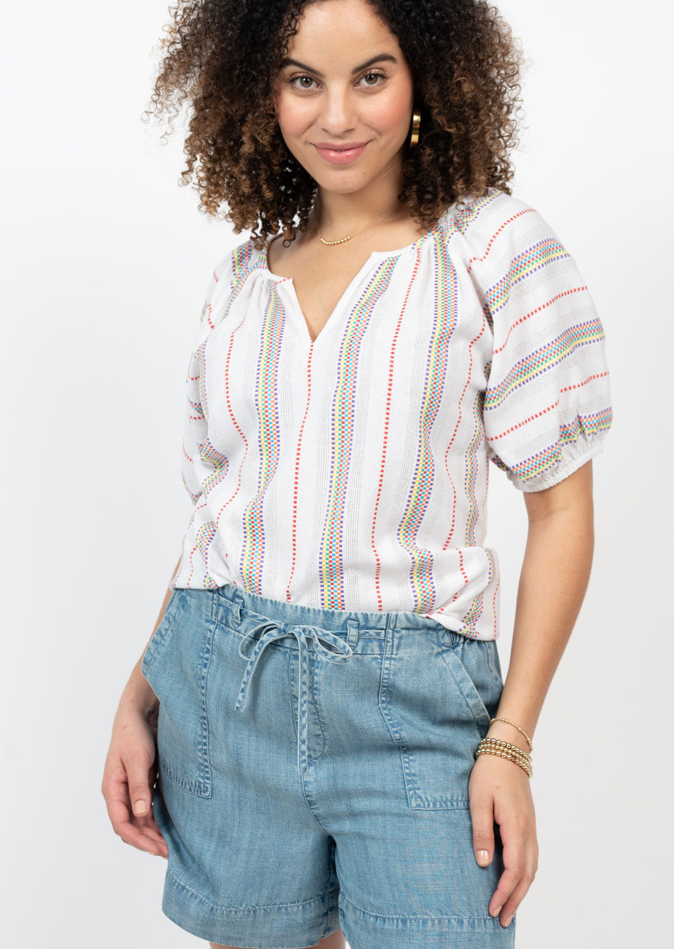 ivy jane primary stripe top in white