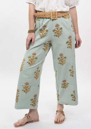 Ivy Jane Floral Print Barrel Pant aqua 