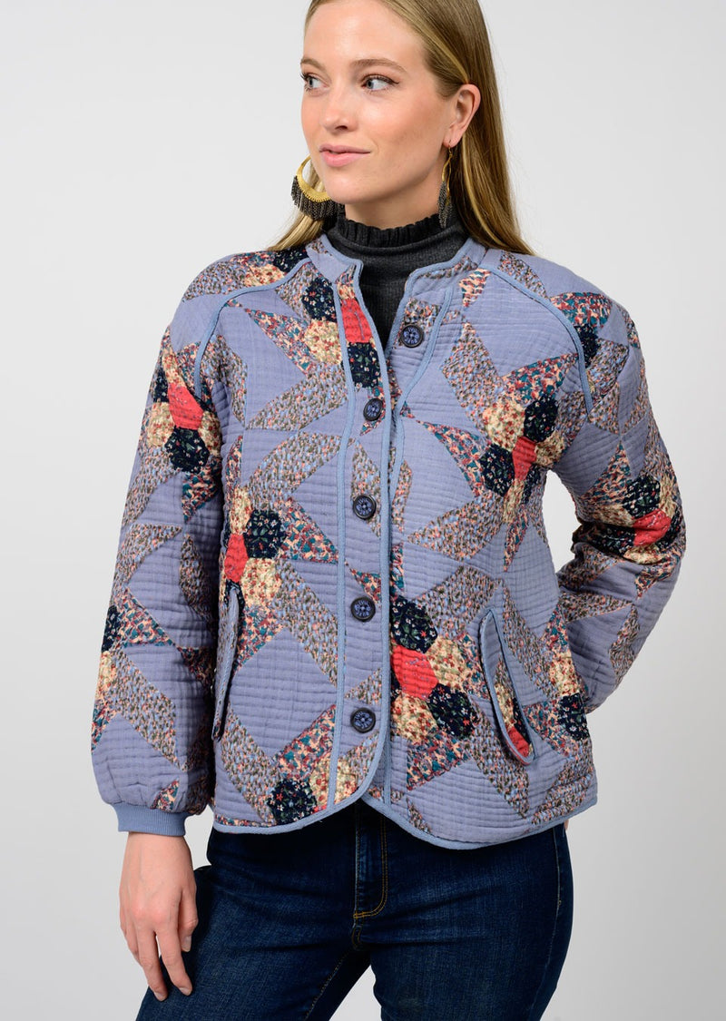 Ivy Jane Quilted Jacket in blue-front