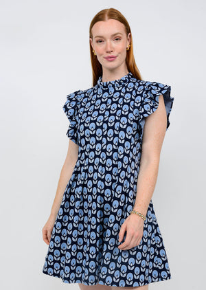 Ivy Jane Ruffle Sleeve Tucked Dress in tulip-front