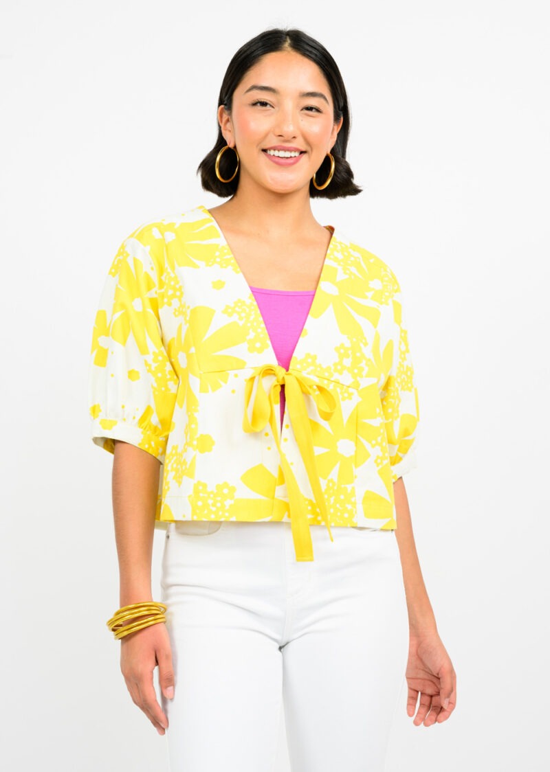 Ivy Jane Scattered Daisy Jacket in white and yellow