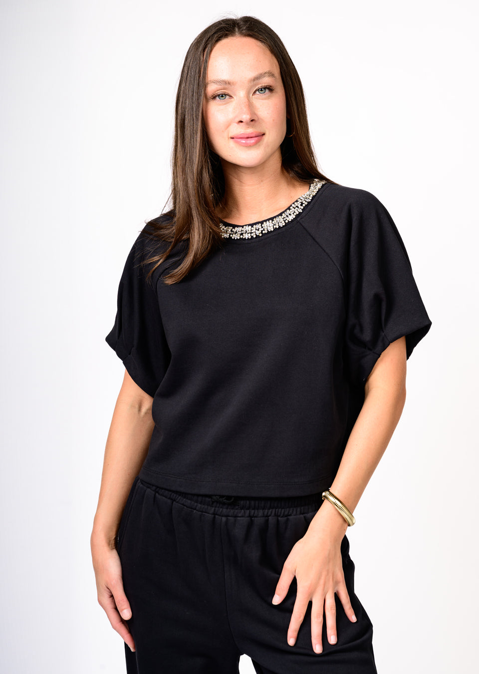 Ivy Jane Sparkle Neck Top black 