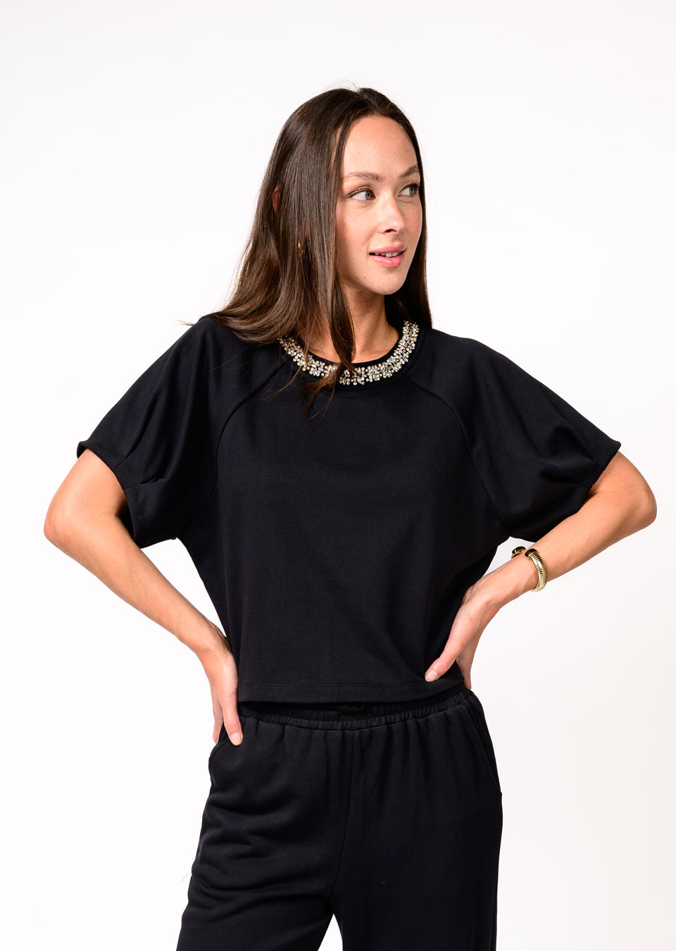 Ivy Jane Sparkle Neck Top black 