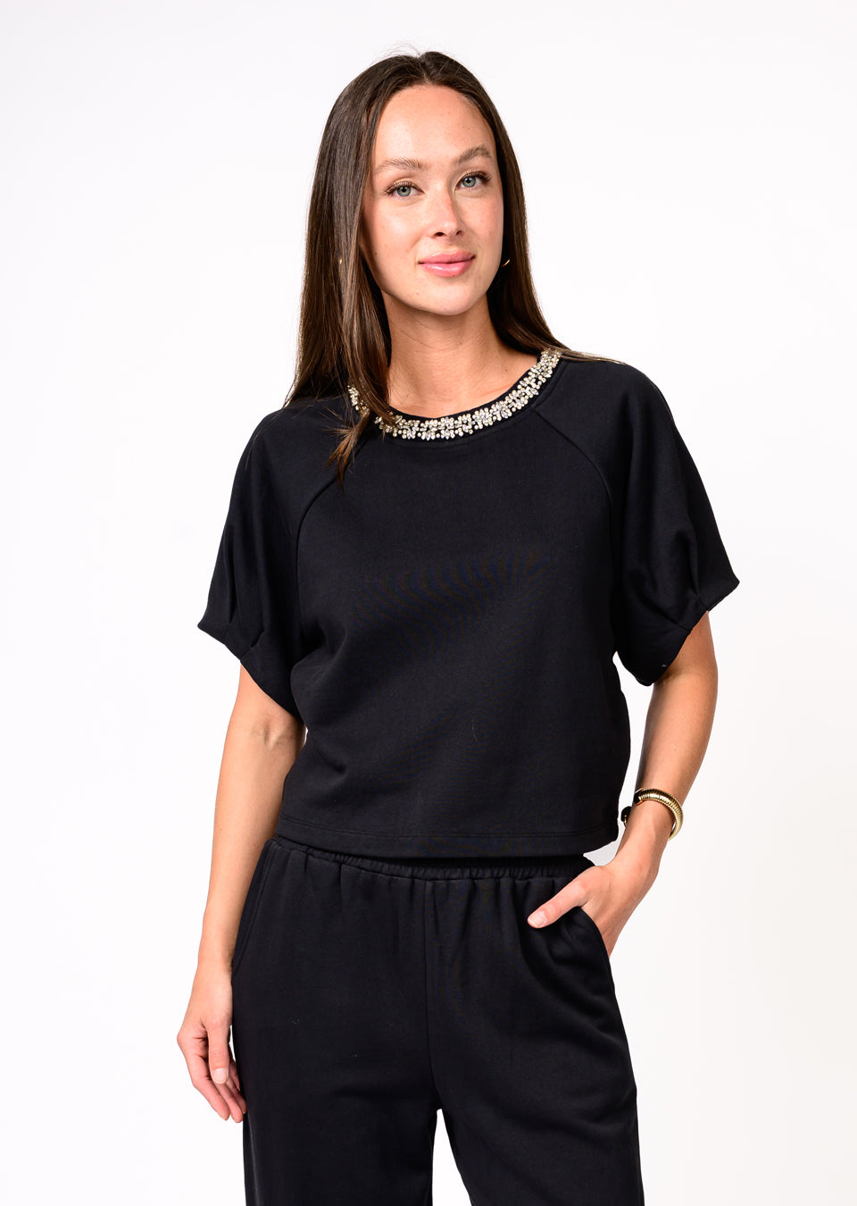 Ivy Jane Sparkle Neck Top black 