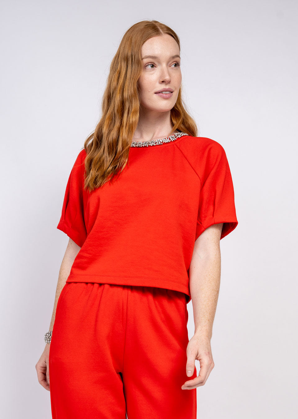 Ivy Jane Sparkle Neck Top red