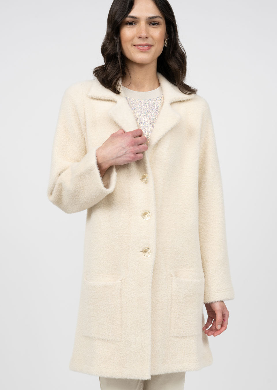 Ivy Jane Sweater Coat in ivory-front