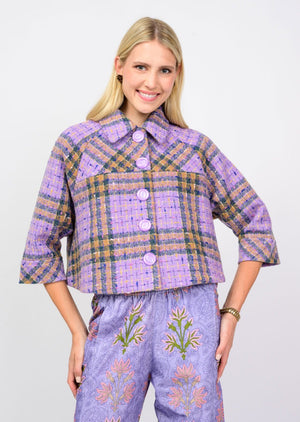 Ivy Jane Swing Plaid Jacket perwinkle