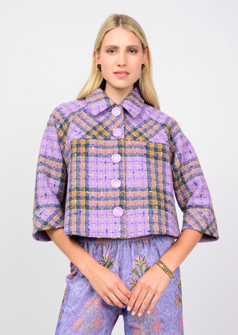 Ivy Jane Swing Plaid Jacket perwinkle