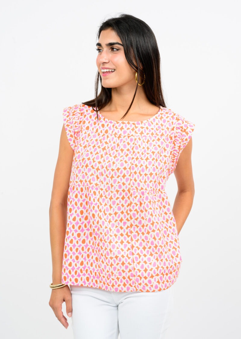 Ivy Jane Confetti Print Cap sleeve top in multi color