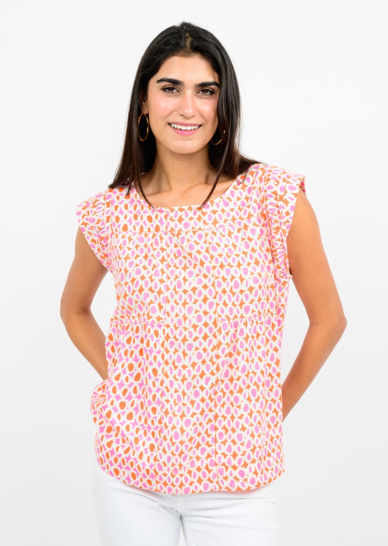 Ivy Jane Confetti Print Cap sleeve top in multi color