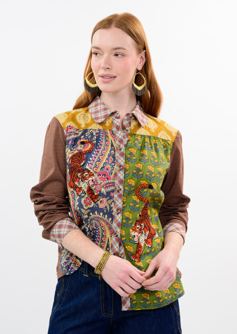 Ivy Jane Tiger Embroidered Patch Shirt