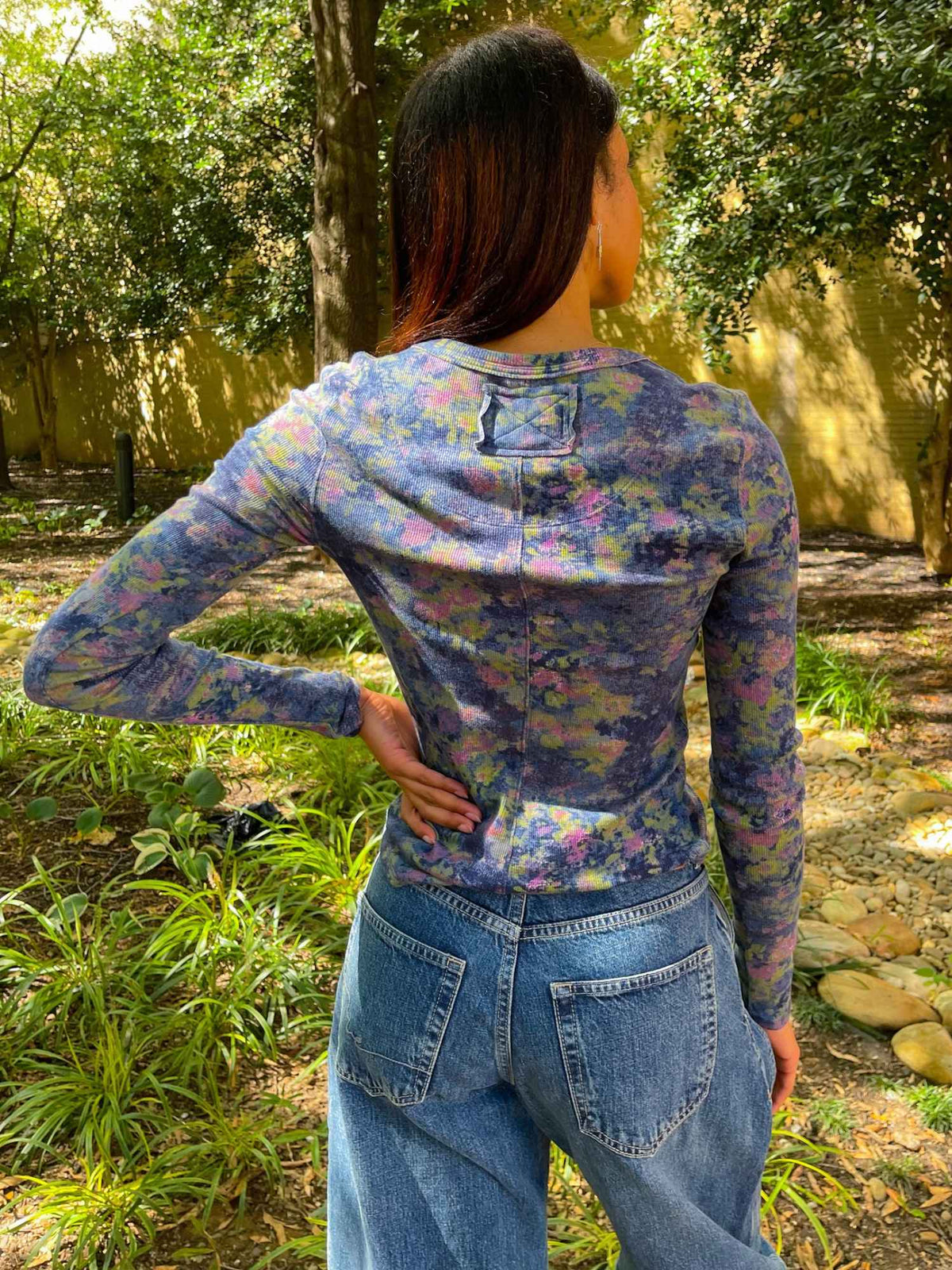 We The Free Jamie Printed Henley Floral Haze Navy