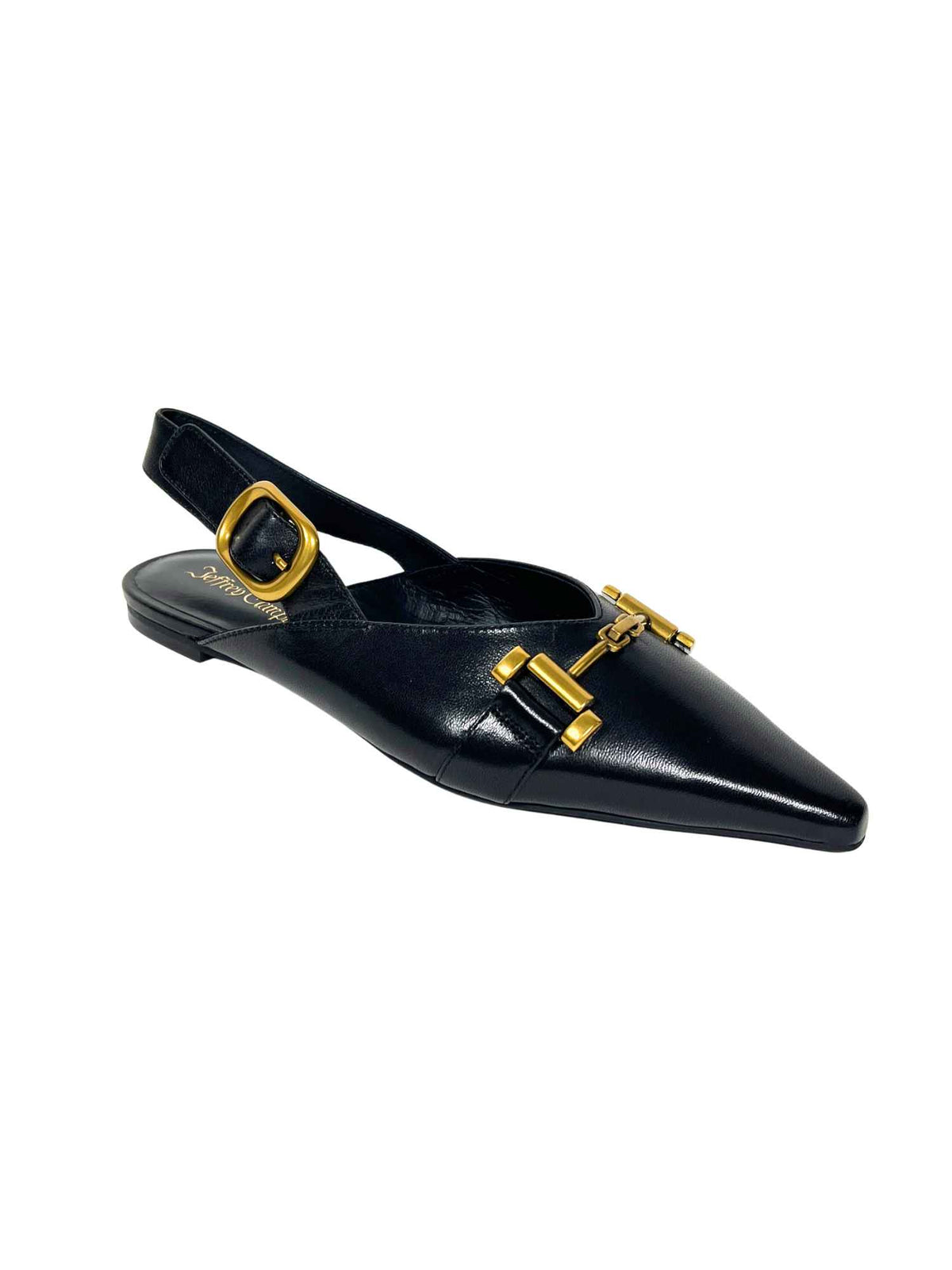 Jeffrey Campbell Hypothesis Slingback Flats Black Gold
