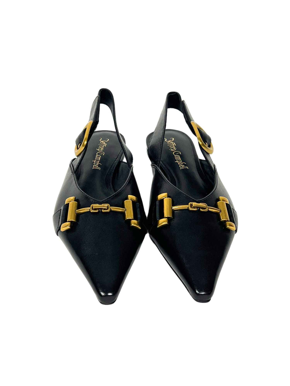Jeffrey Campbell Hypothesis Slingback Flats Black Gold