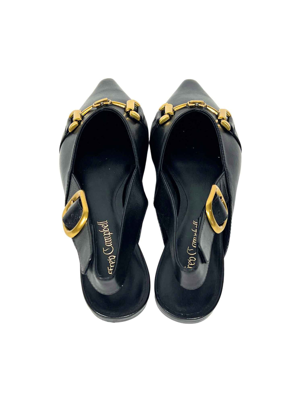 Jeffrey Campbell Hypothesis Slingback Flats Black Gold