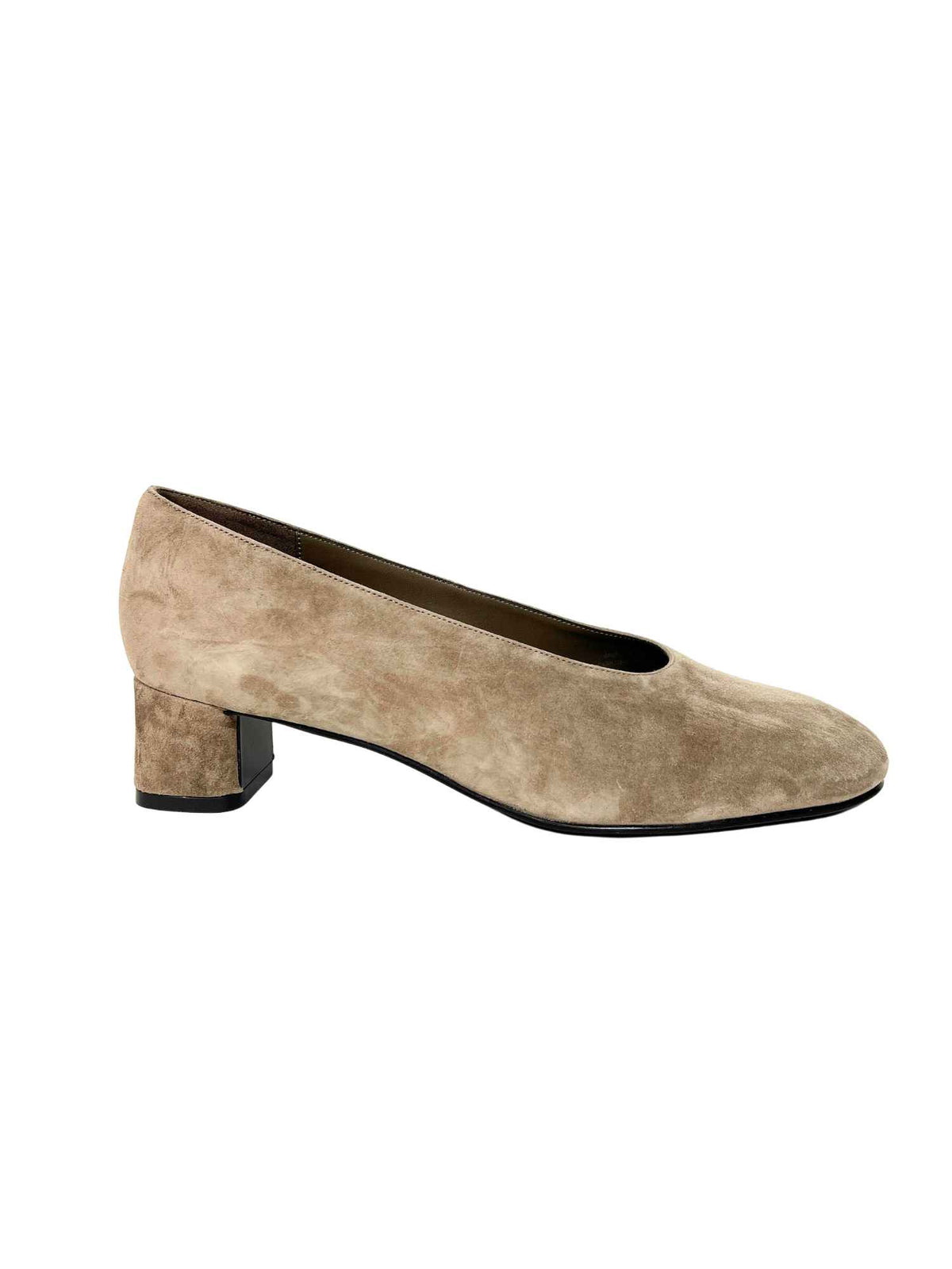 Jeffrey Campbell Trustee Block Heel Pump Taupe Suede