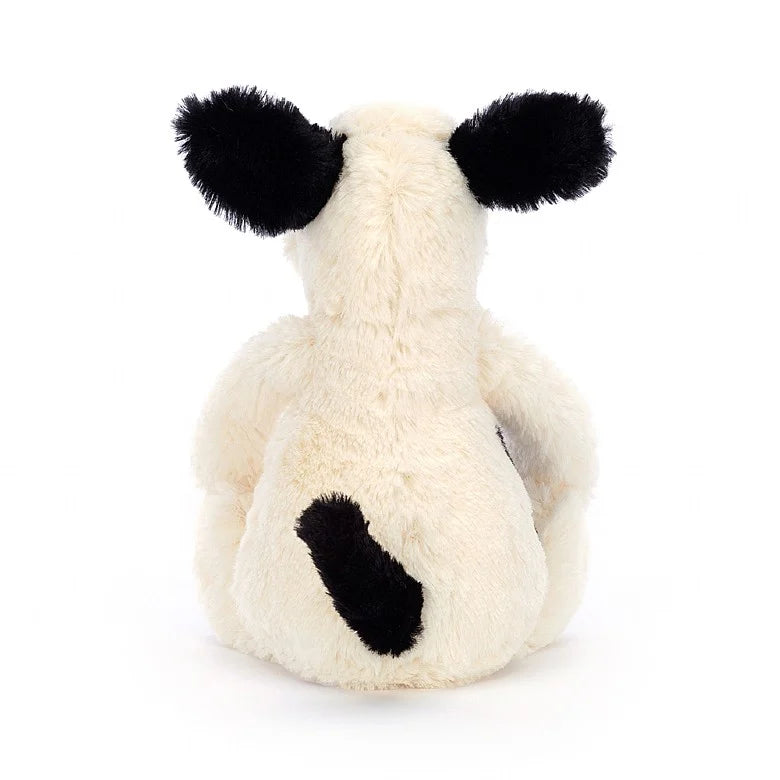 Jellycat Bashful Black and Cream Puppy: Small - back view