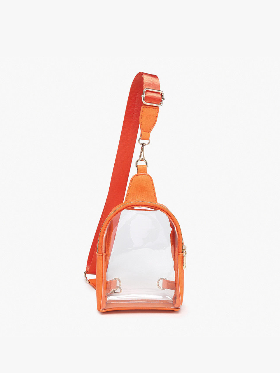 Jen & Co. Ellen Clear Sling Bag with Removable Guitar Strap Orange Tennessee Vols Gameday Stadium Approved Bag
