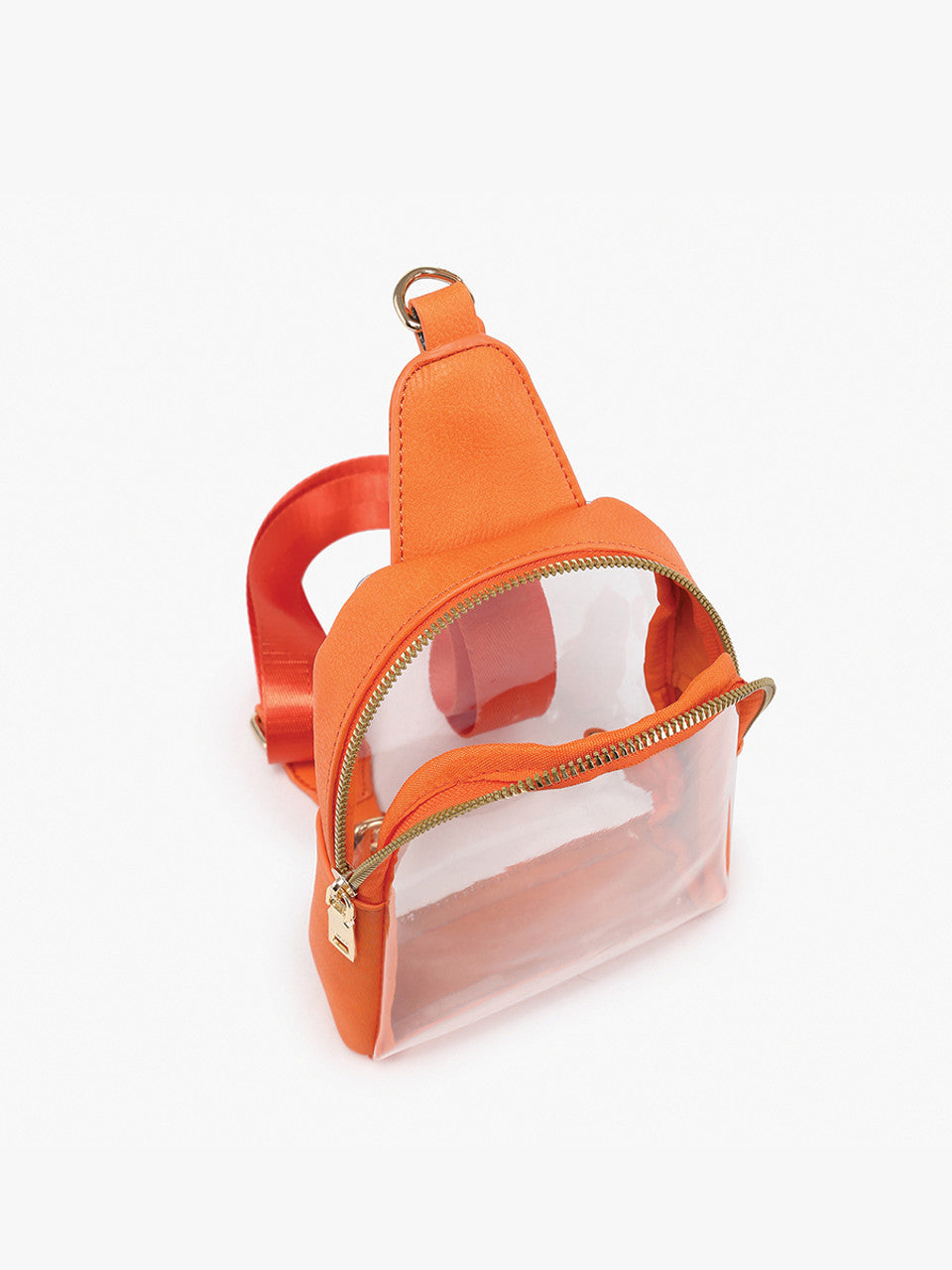 Jen & Co. Ellen Clear Sling Bag with Removable Guitar Strap Orange Tennessee Vols Gameday Stadium Approved Bag