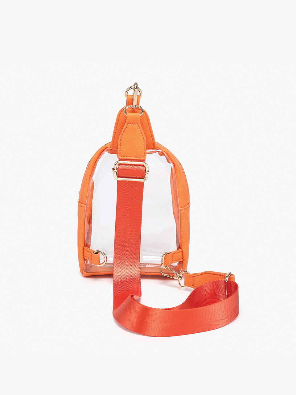 Jen & Co. Ellen Clear Sling Bag with Removable Guitar Strap Orange Tennessee Vols Gameday Stadium Approved Bag