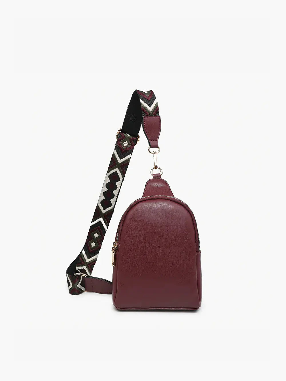 Jen & Co. Ellen Vegan Leather Guitar Strap Sling Bag Merlot