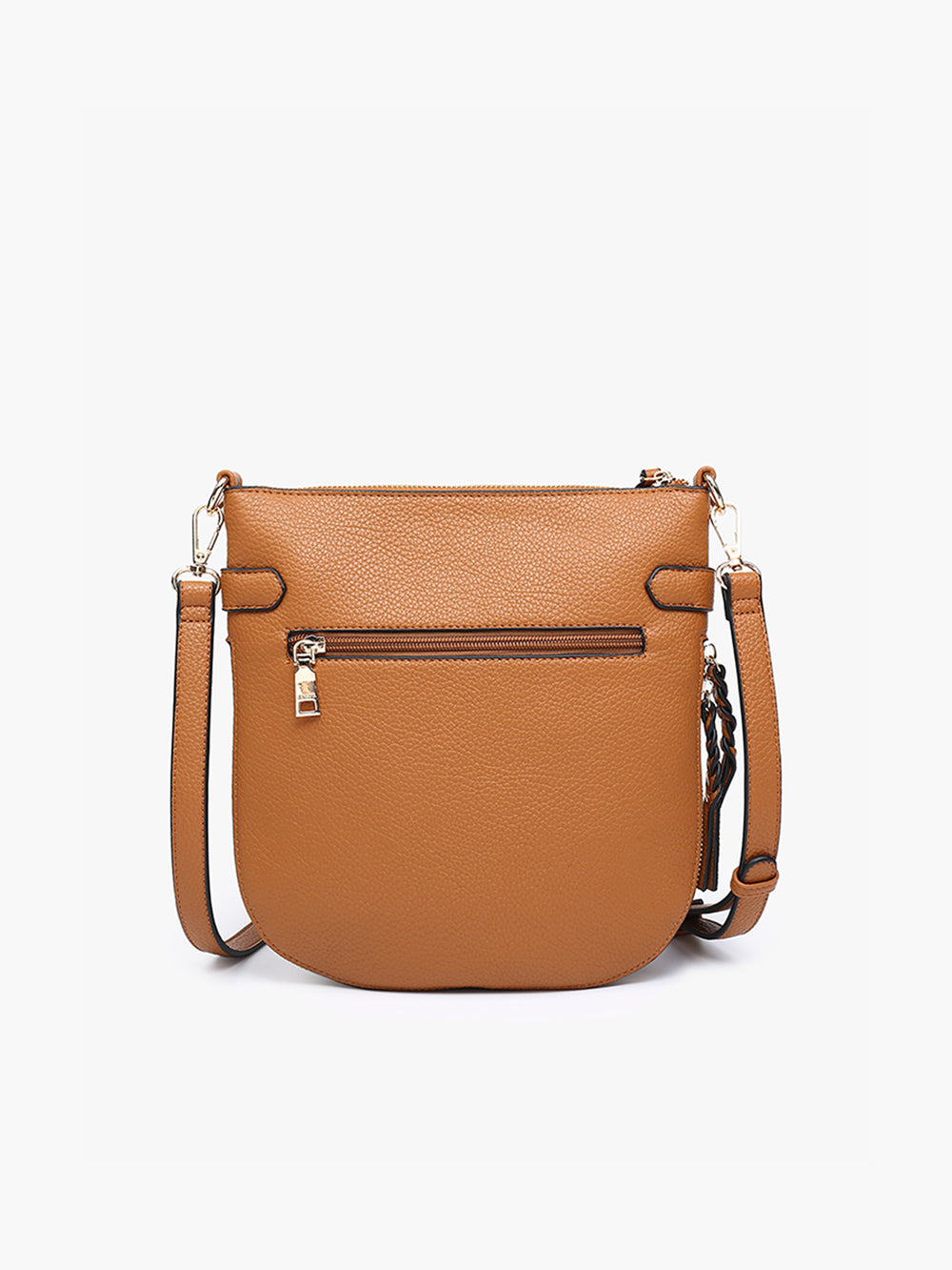 jen & co esther whipstitch round crossbody bag in brown vegan leather