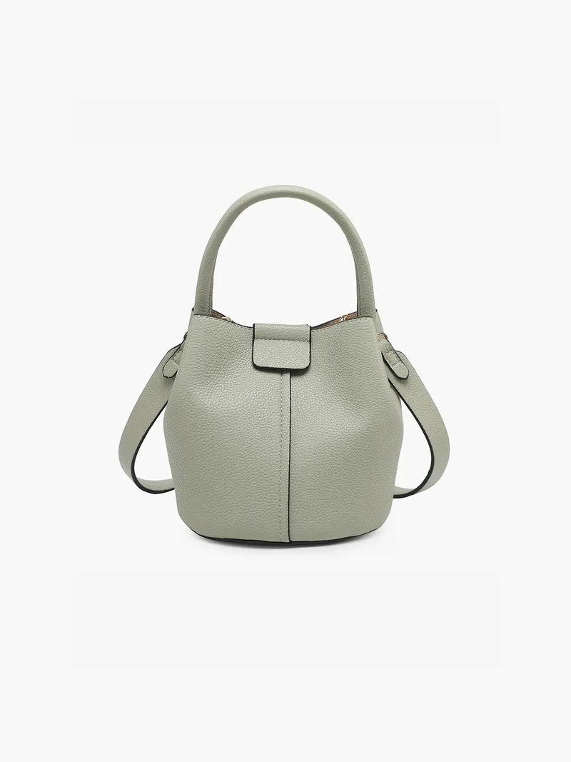 Jen & Co. Farrah Vegan Leather Bucket Bag Light Sage