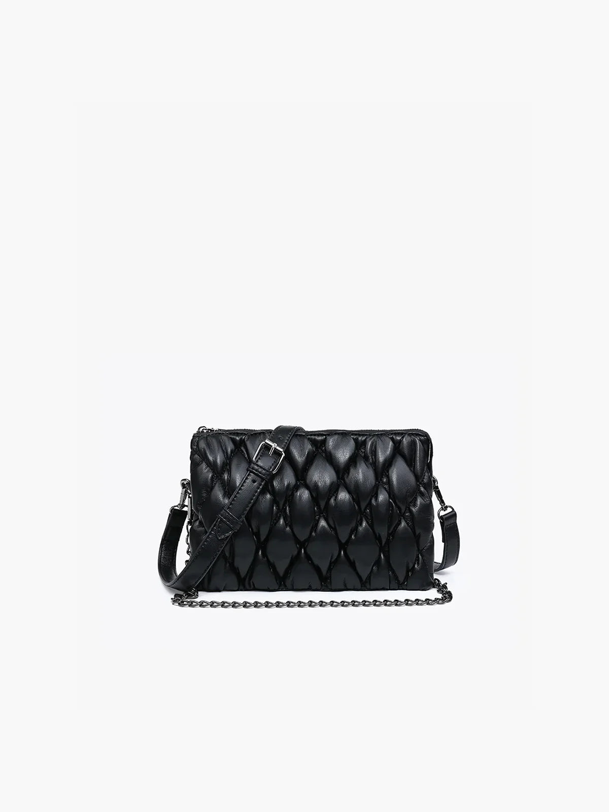 Jen & Co. Izzy Puffer Crossbody with Chain Strap Black