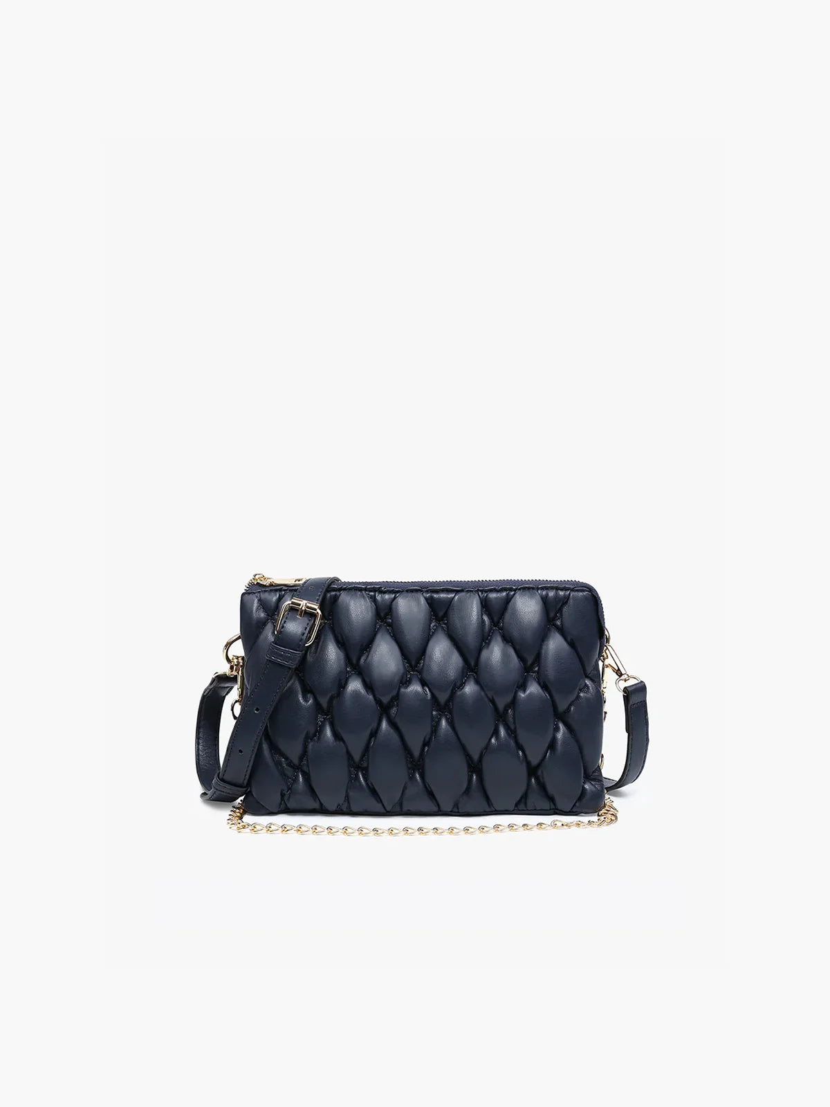 Jen & Co. Izzy Puffer Crossbody with Chain Strap Navy