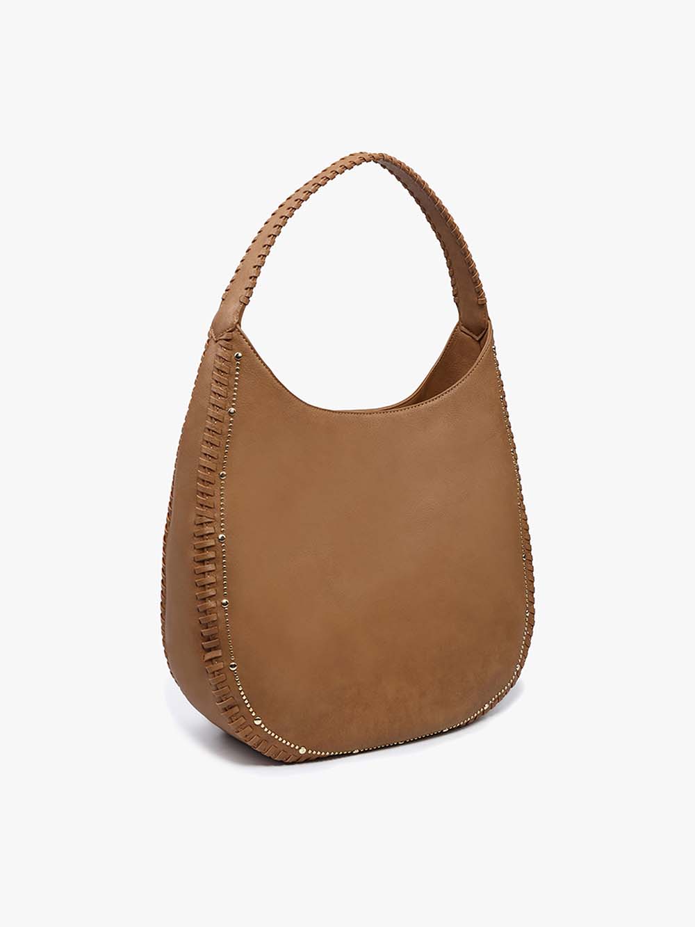 Jen & Co. Leslie Studded Whipstitch Hobo Bag Brown