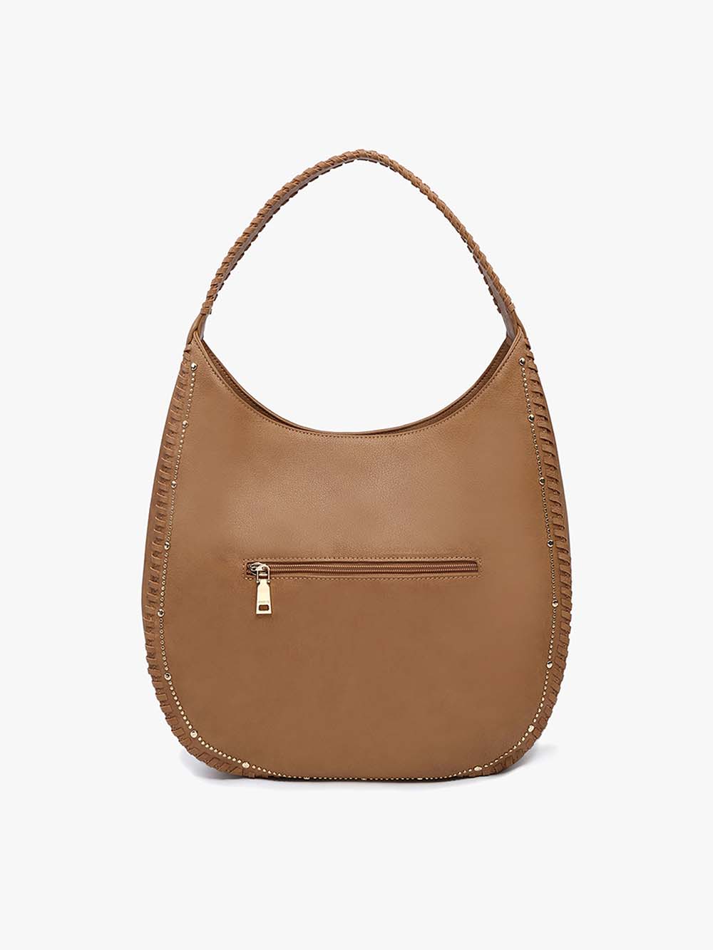 Jen & Co. Leslie Studded Whipstitch Hobo Bag Brown