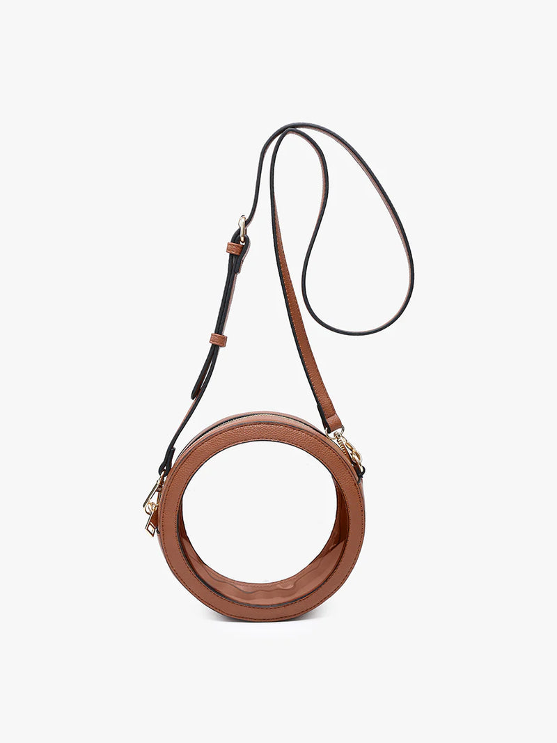 Jen & Co. Lilibet Clear Circular Crossbody Brown