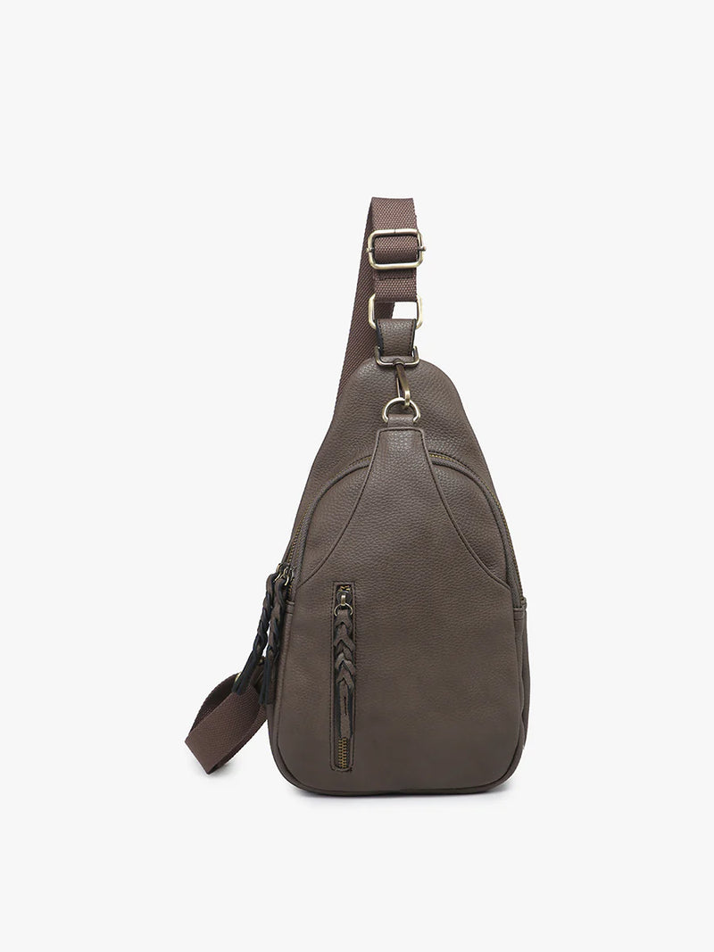 Jen & Co. Nikki Vegan Leather Sling Pack Bag Chocolate