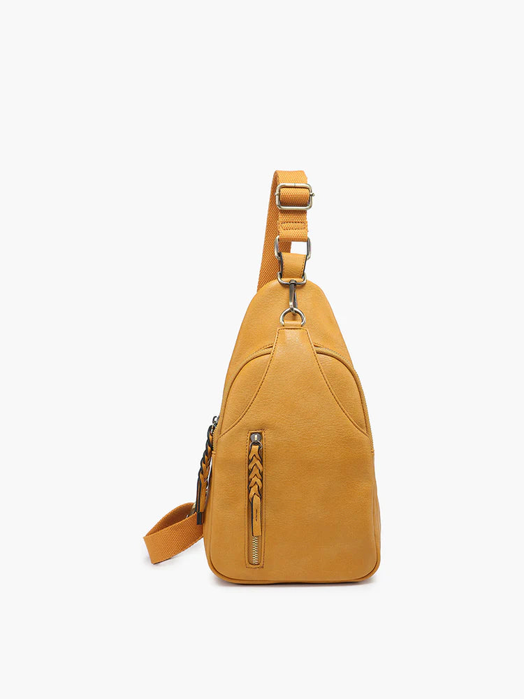 Jen & Co. Nikki Vegan Leather Sling Pack Bag Mustard