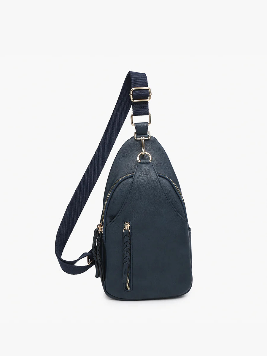 Jen & Co. Nikki Vegan Leather Sling Pack Bag Navy