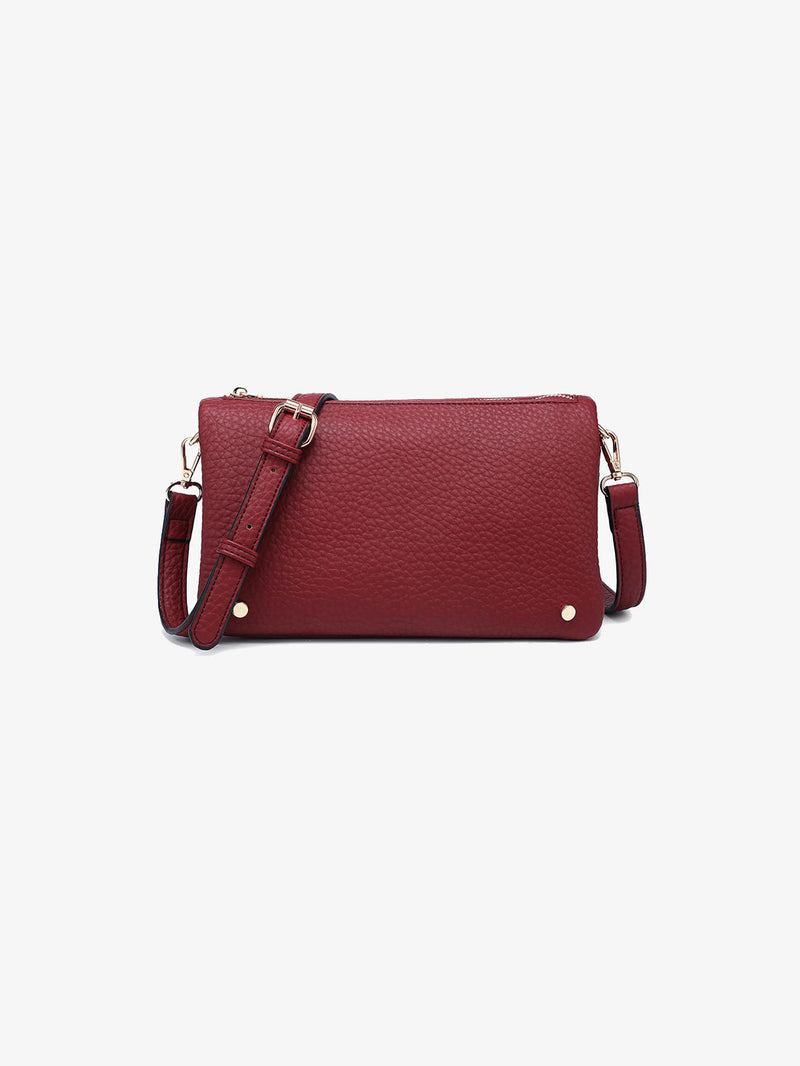 Jen & Co Phiona Vegan Leather Studded Crossbody Merlot