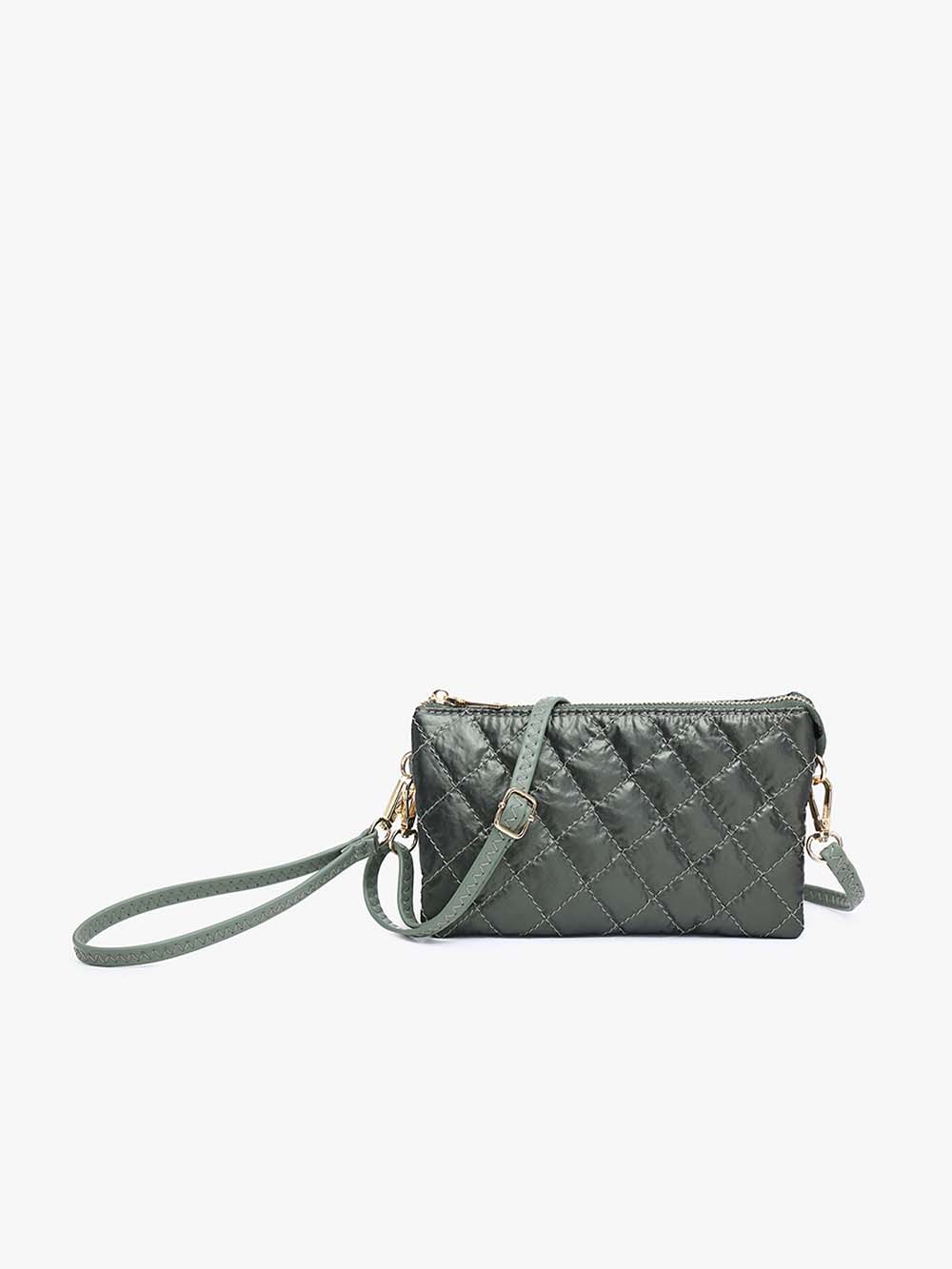 Jen & Co. Riley Puffer Wristlet Crossbody Bag Olive