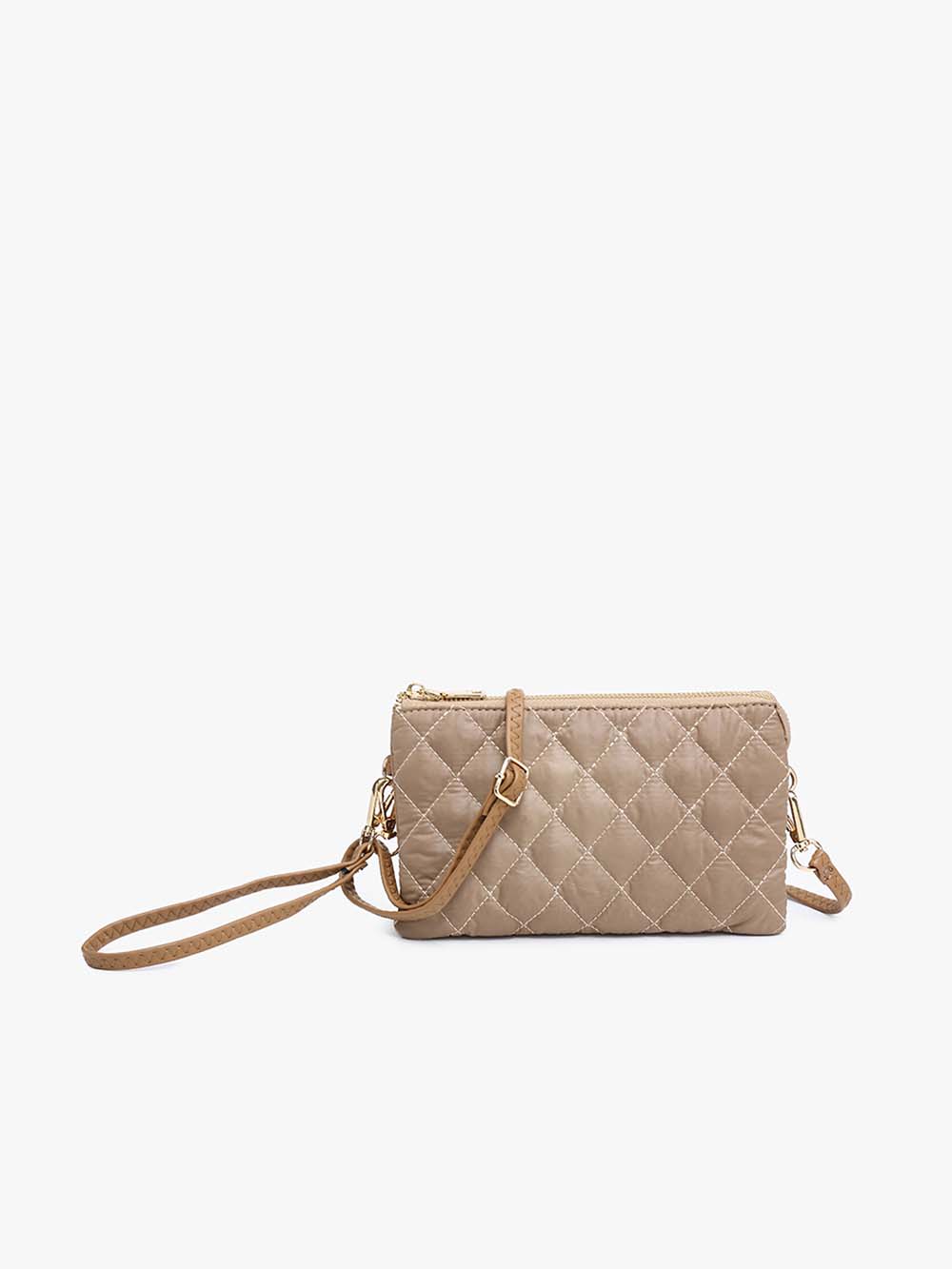 Jen & Co. Riley Puffer Wristlet Crossbody Bag Taupe