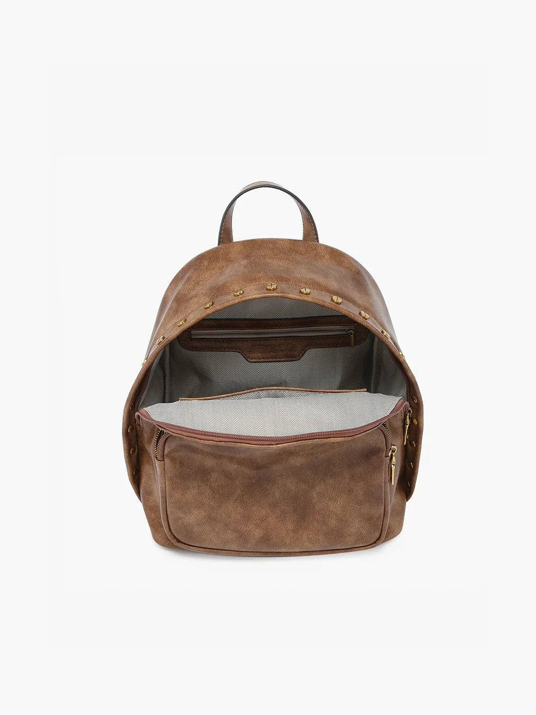 brown leather studded backpack Sariya Studded Backpack