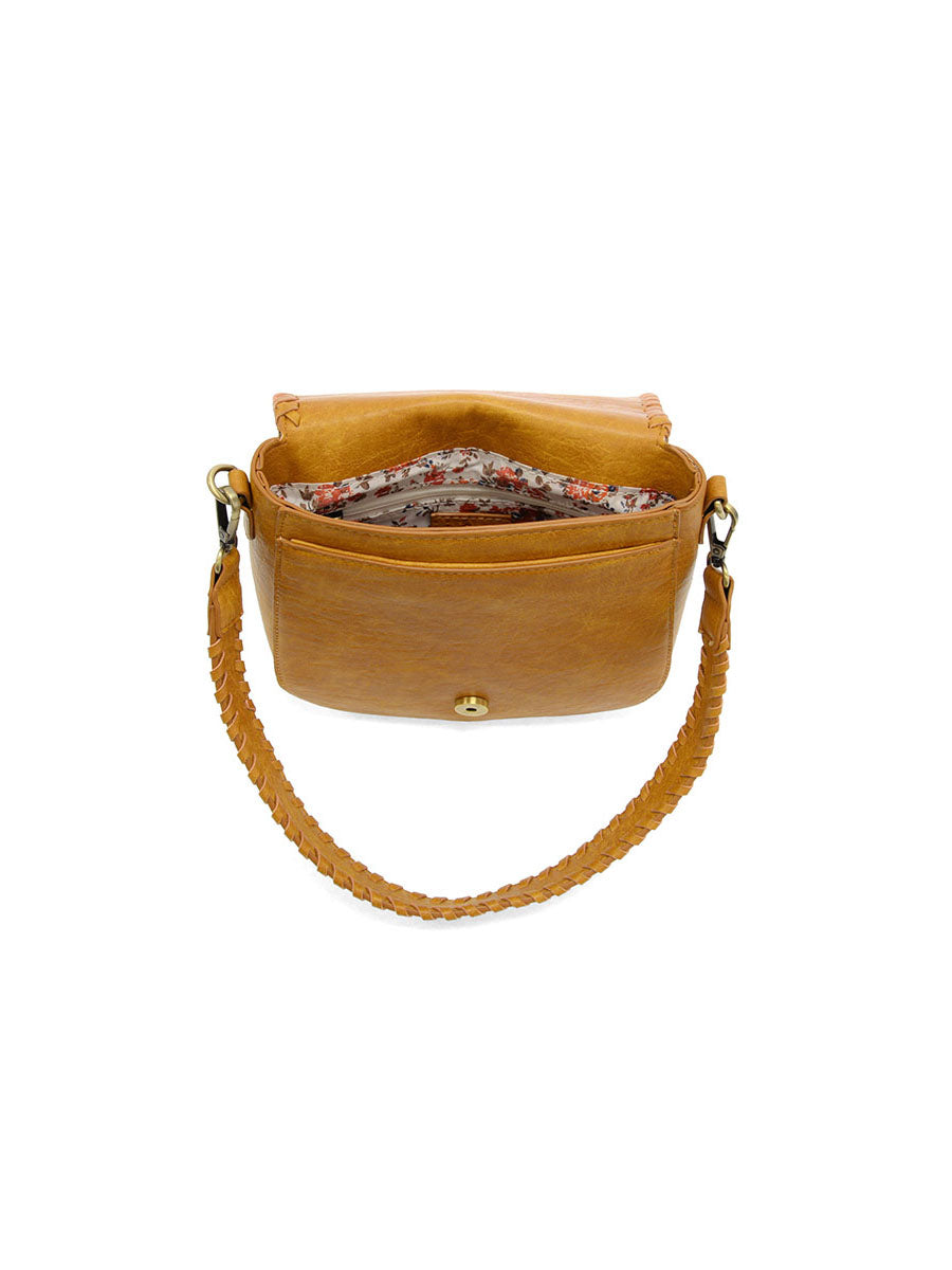 Joy Susan Annie Whip Stitch Saddle Convertible Crossbody Whiskey