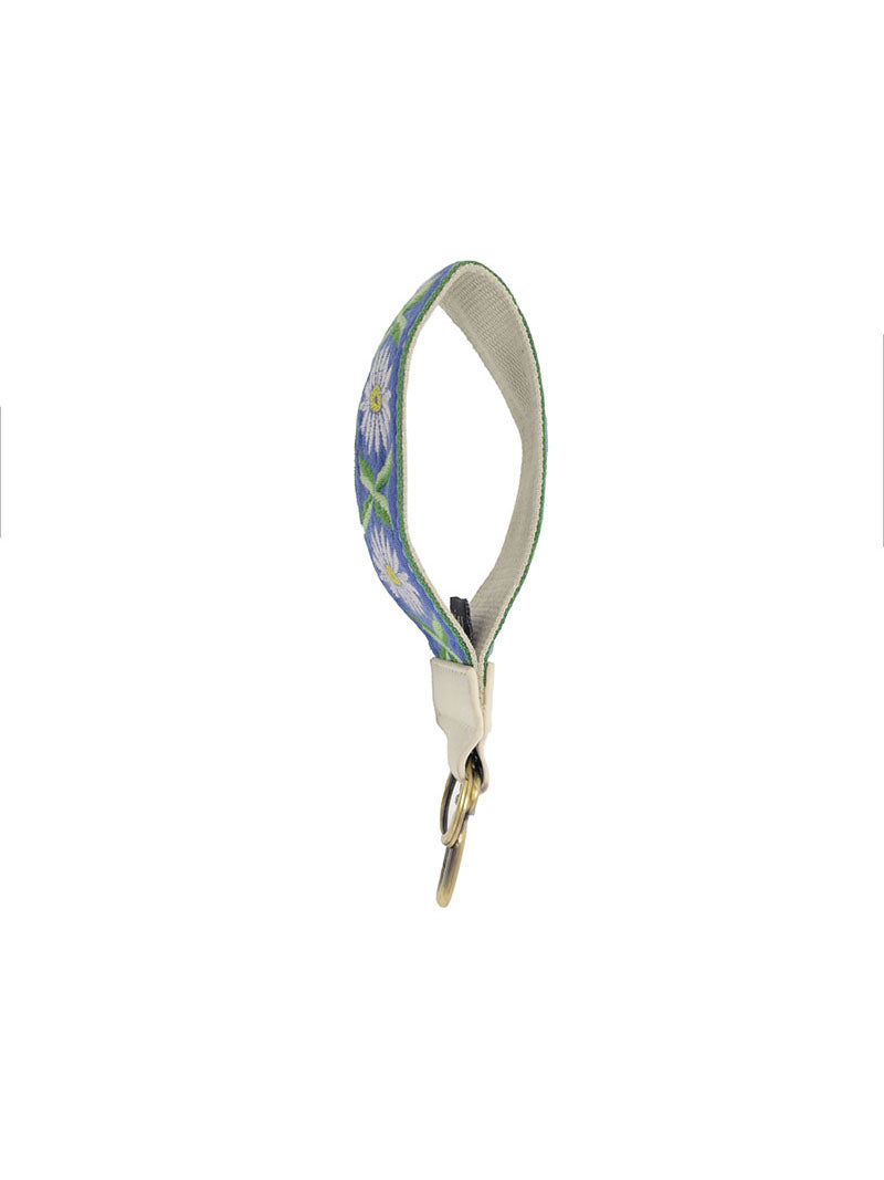 Joy Susan White Daisy Embroidered Wristlet Keychain